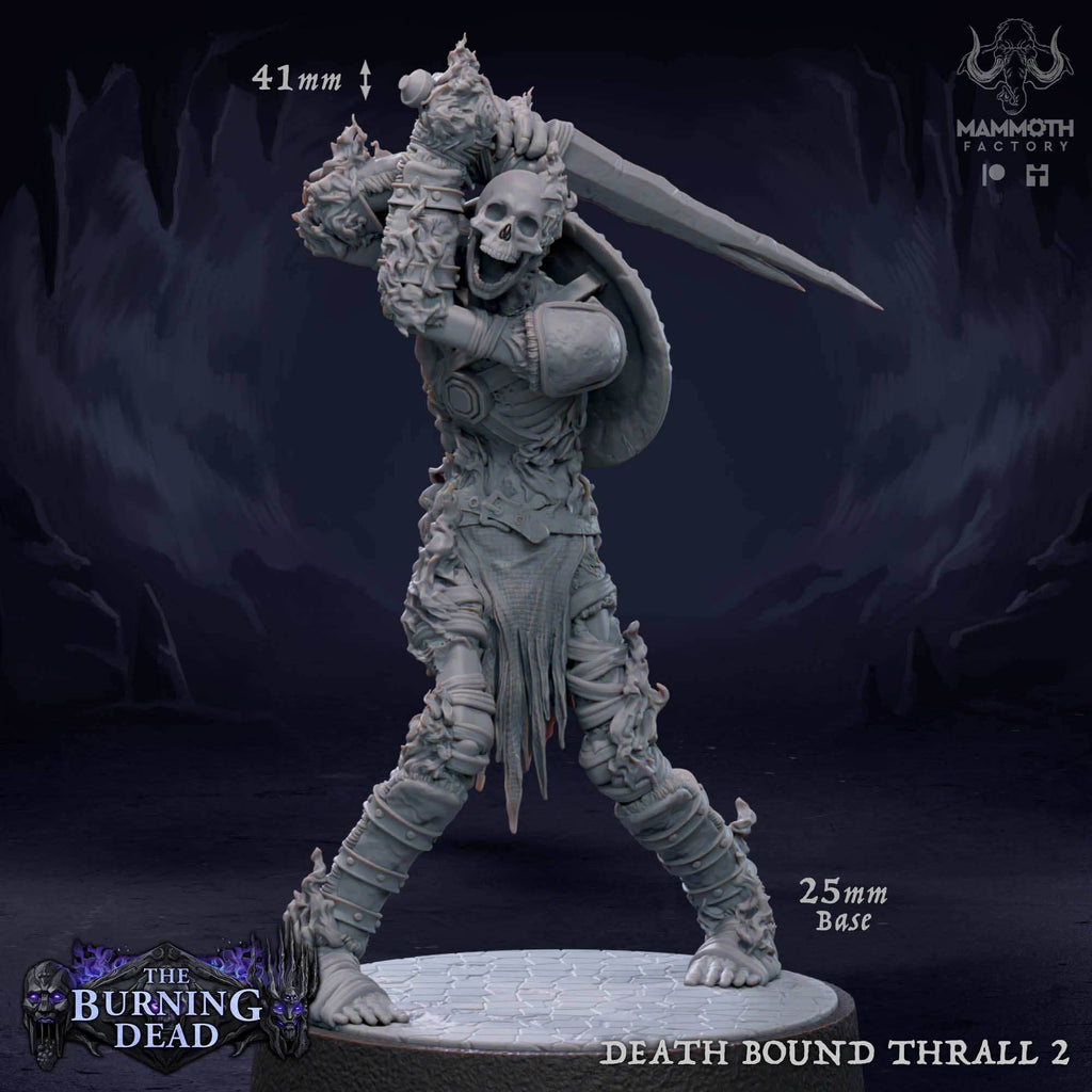Death Bound Thrall: Sculpt 2 (Skeleton Warrior, Regular or On Fire) - Flaming Skeleton