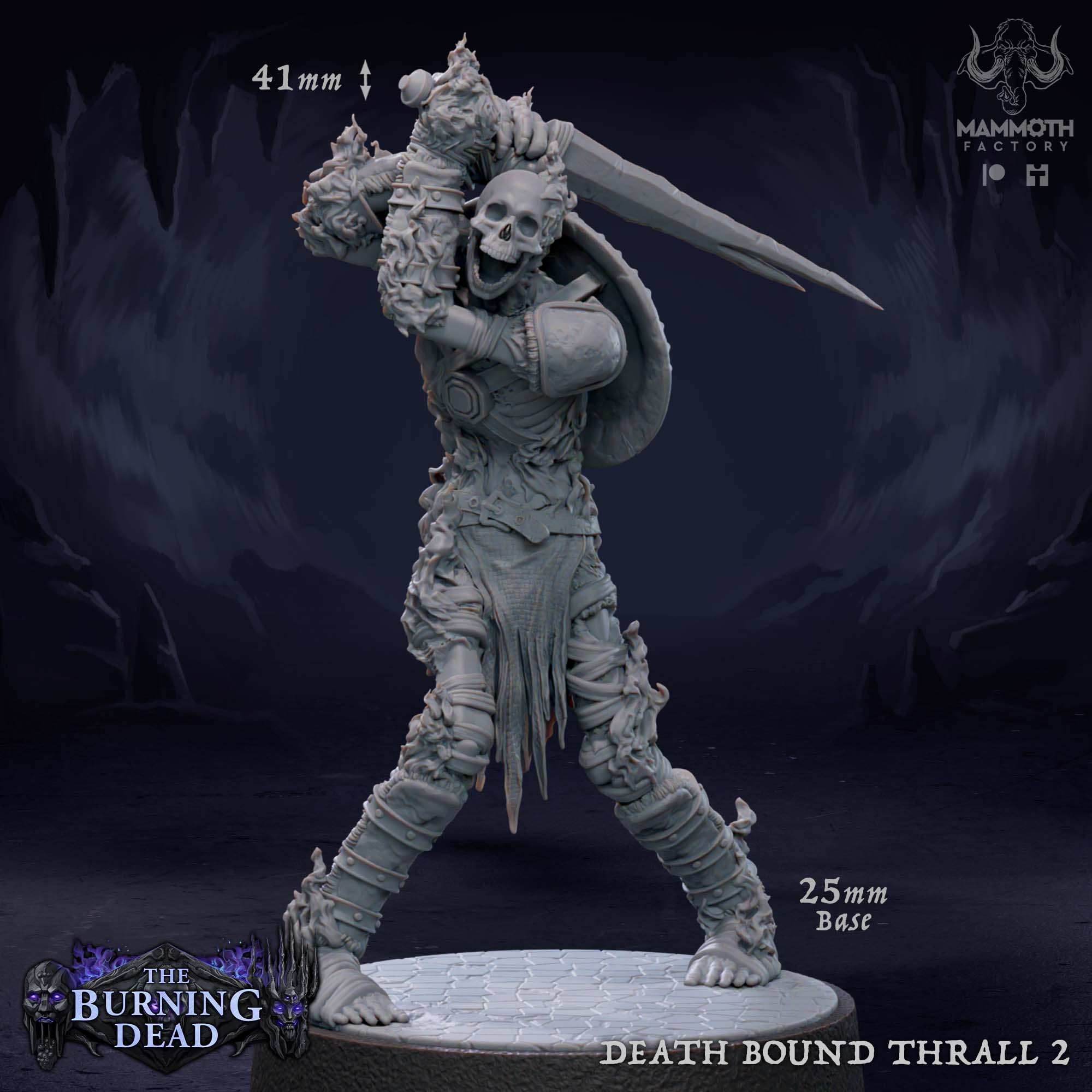 Death Bound Thrall: Sculpt 2 (Skeleton Warrior, Regular or On Fire) - Flaming Skeleton