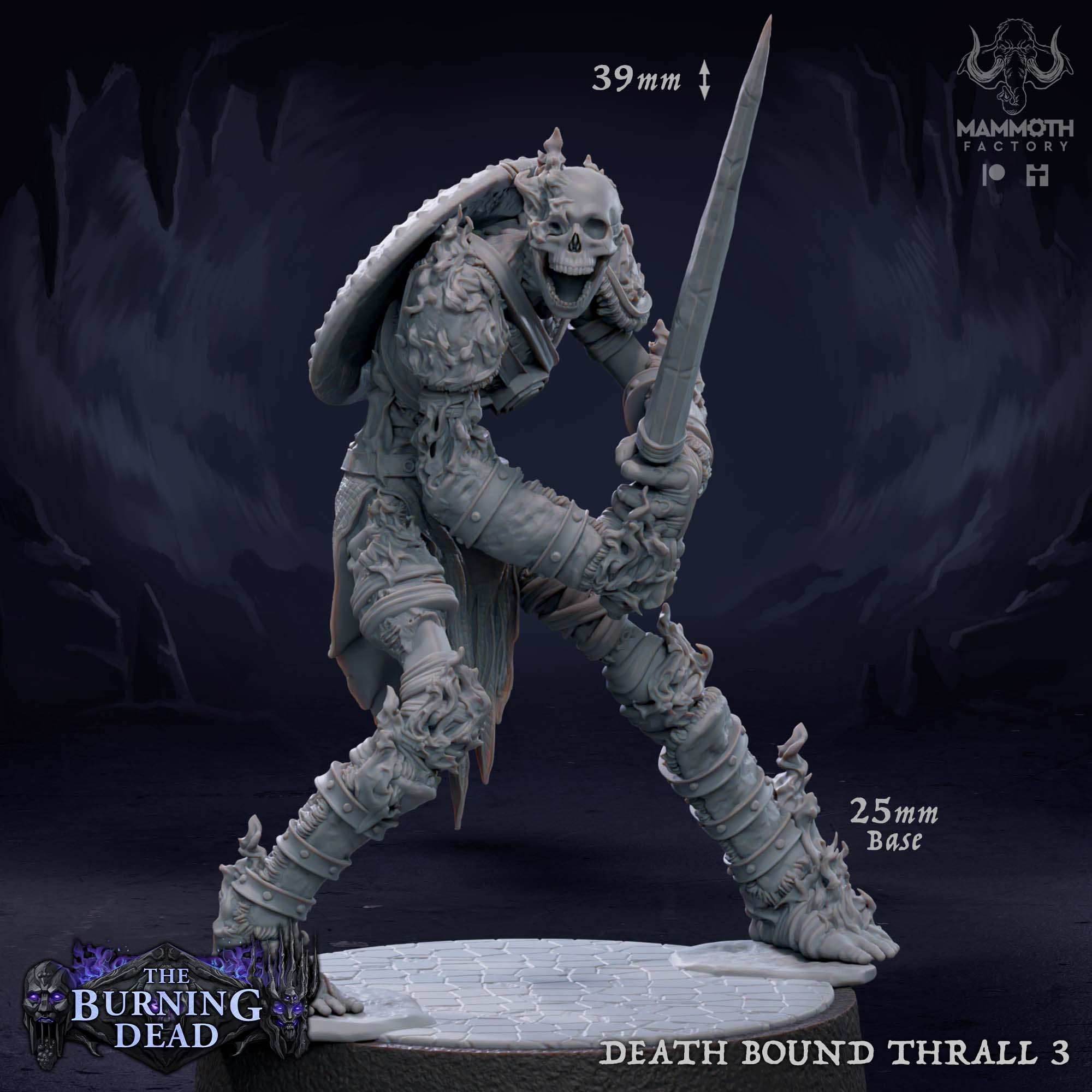 Death Bound Thrall: Sculpt 3 (Skeleton Warrior, Regular or On Fire) - Flaming Skeleton
