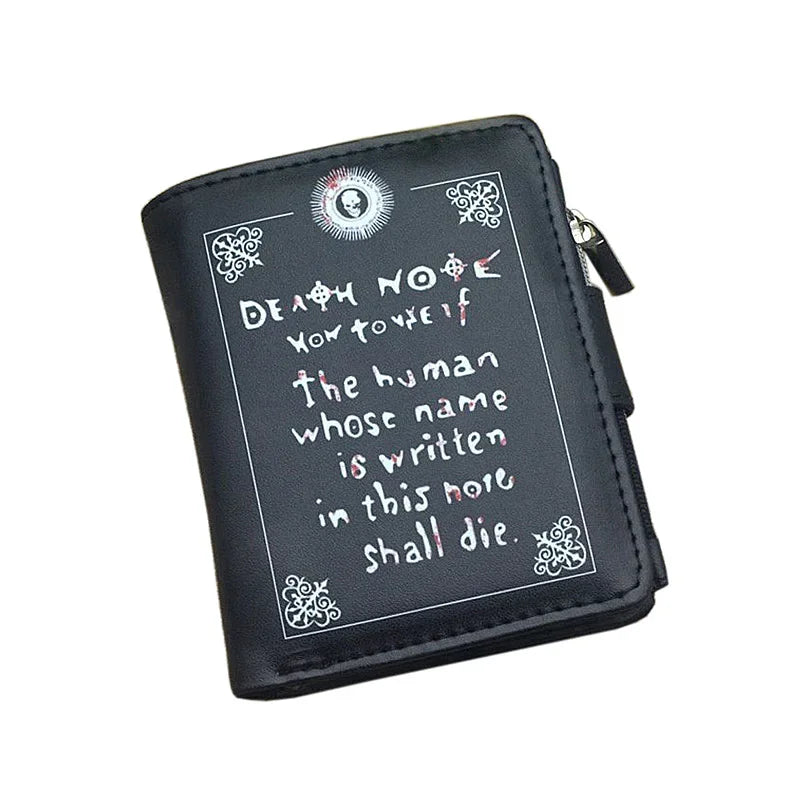 Death Note Anime Black PU Leather Short Wallet Card and Coin Purse for Boys Girls Gift