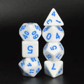 White Opaque with Blue Numbering 7-Dice Set RPG - 