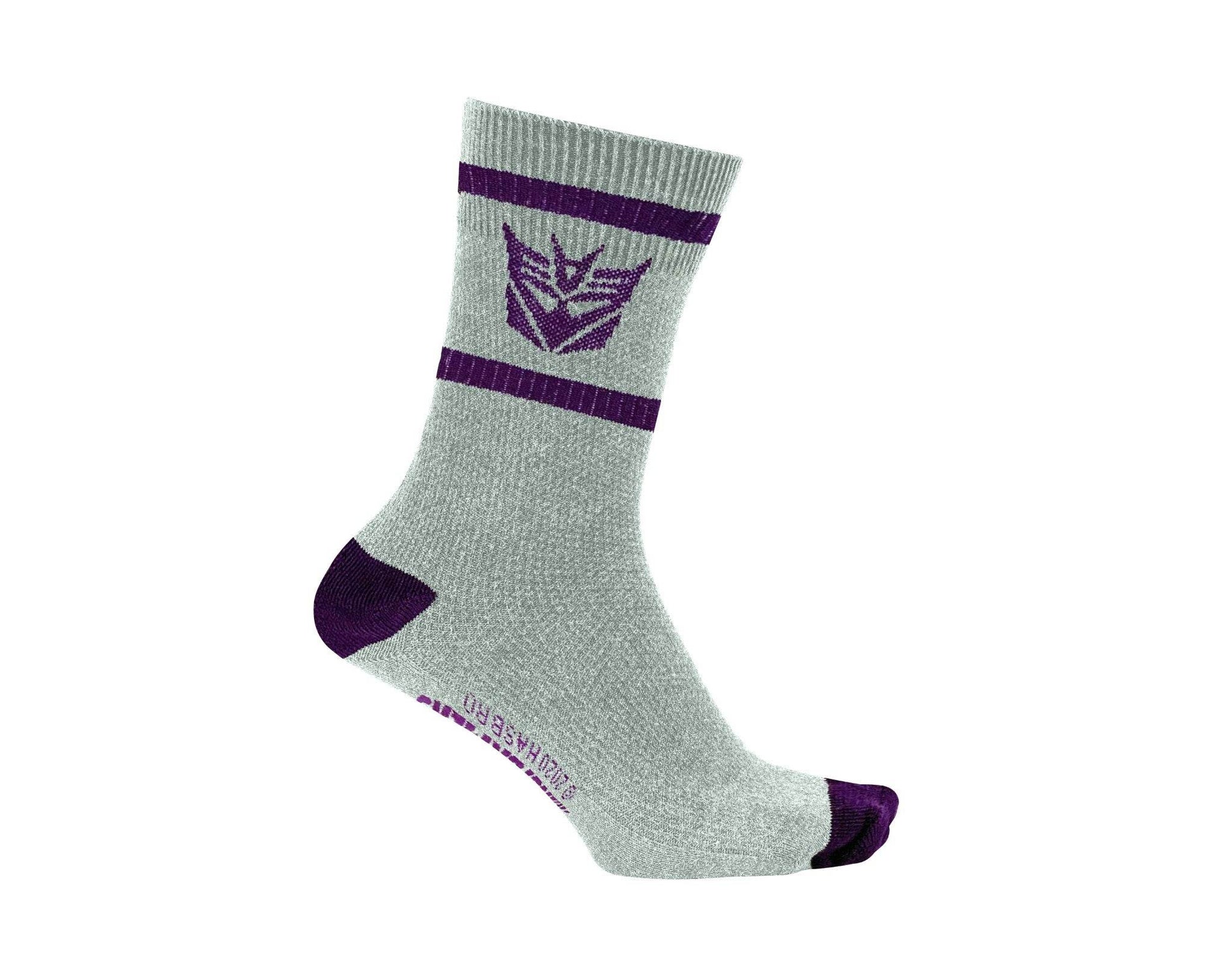 Hasbro Transformers Decepticons Symbol Grey and Purple Crew Socks - One Size