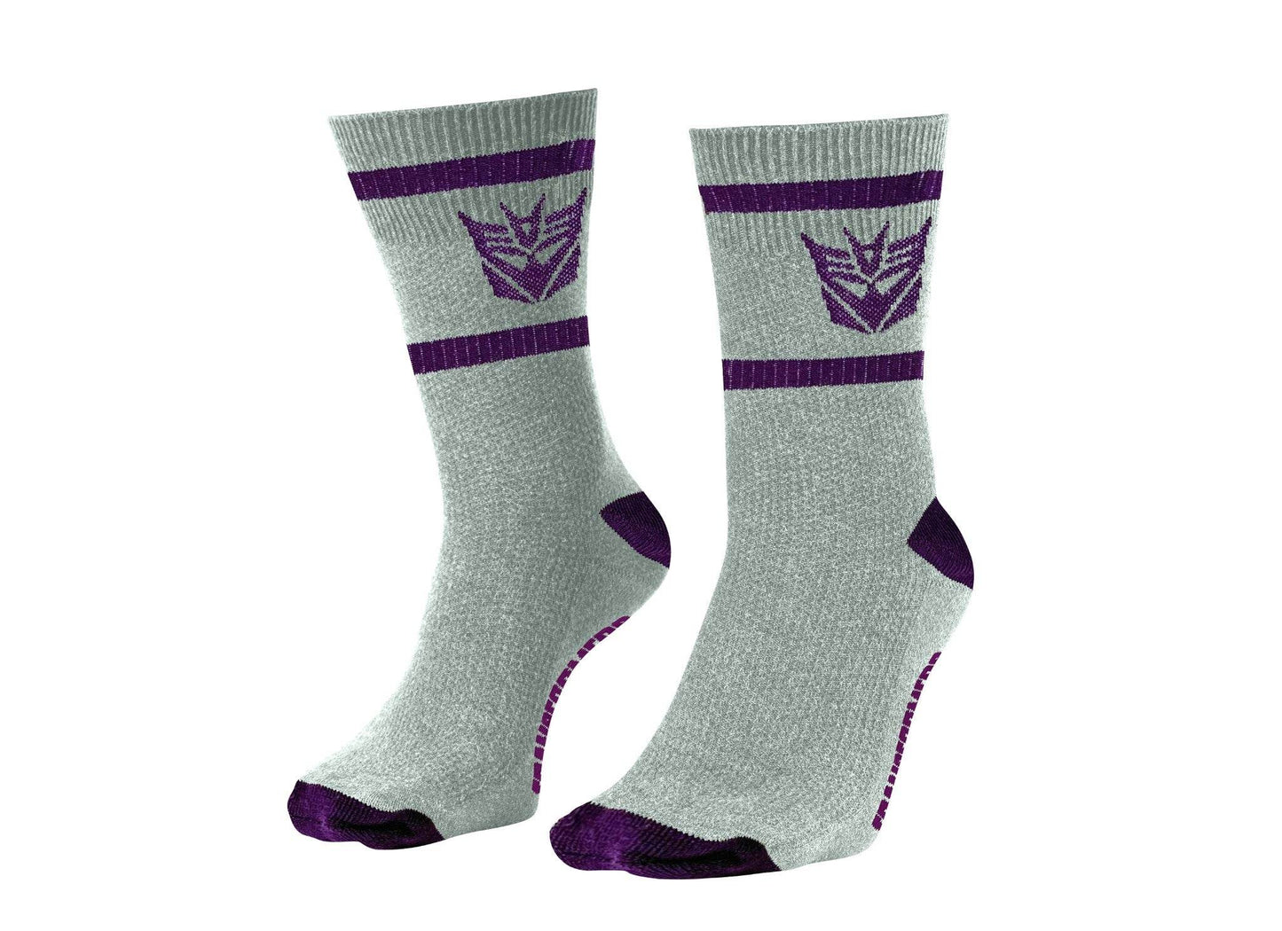 Hasbro Transformers Decepticons Symbol Grey and Purple Crew Socks - One Size