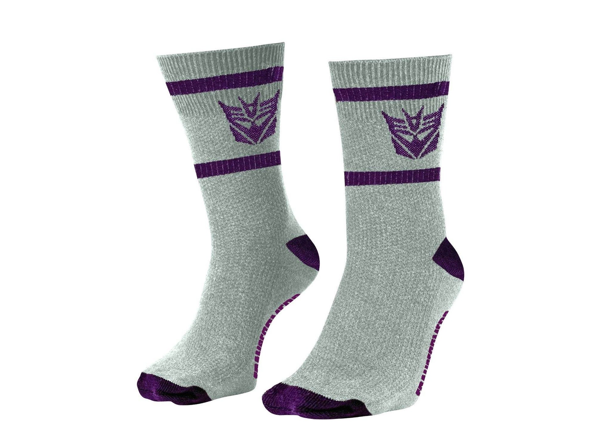 Hasbro Transformers Decepticons Symbol Grey and Purple Crew Socks - One Size