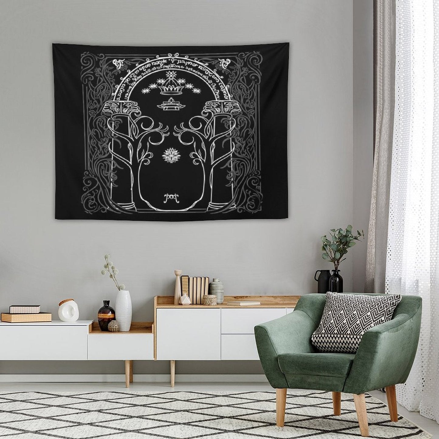Mountain Door in The Style of J.R.R.Tolkien Tapestry