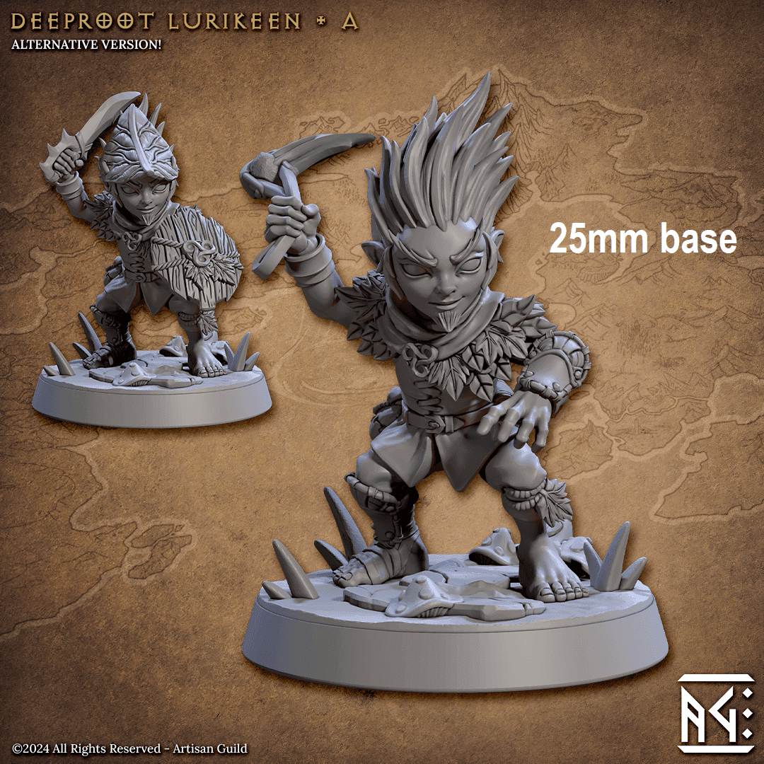 Deeproot Lurikeen Warrior (Base Sculpt A) - With Leaf Helmet / Shield / Sword