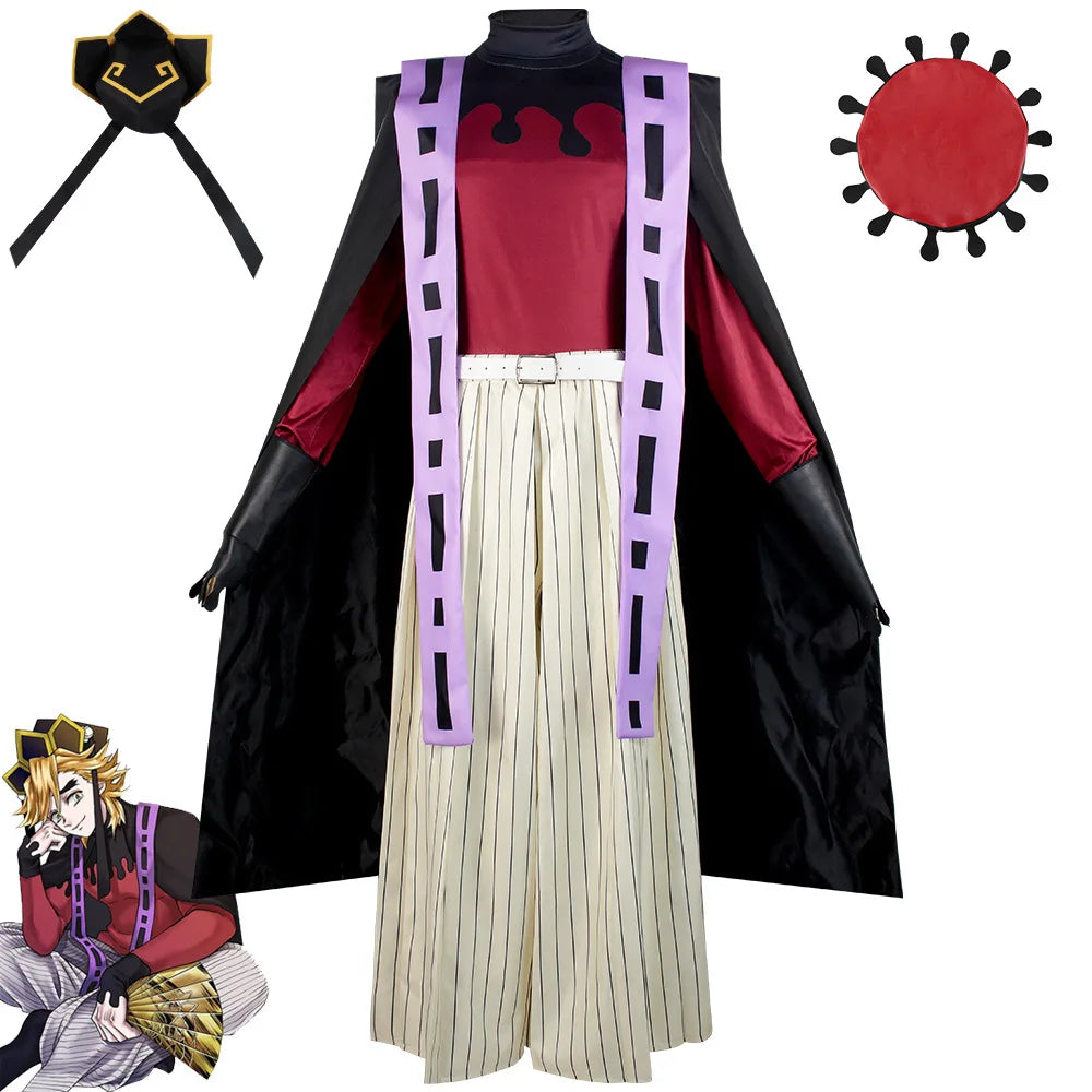 Demon Doma Douma Cosplay Costume Wig Fan Sets Kimetsu No Yaiba Outfit Halloween Anime Douma Kimono for Men Women