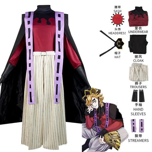 Demon Doma Douma Cosplay Costume Wig Fan Sets Kimetsu No Yaiba Outfit Halloween Anime Douma Kimono for Men Women