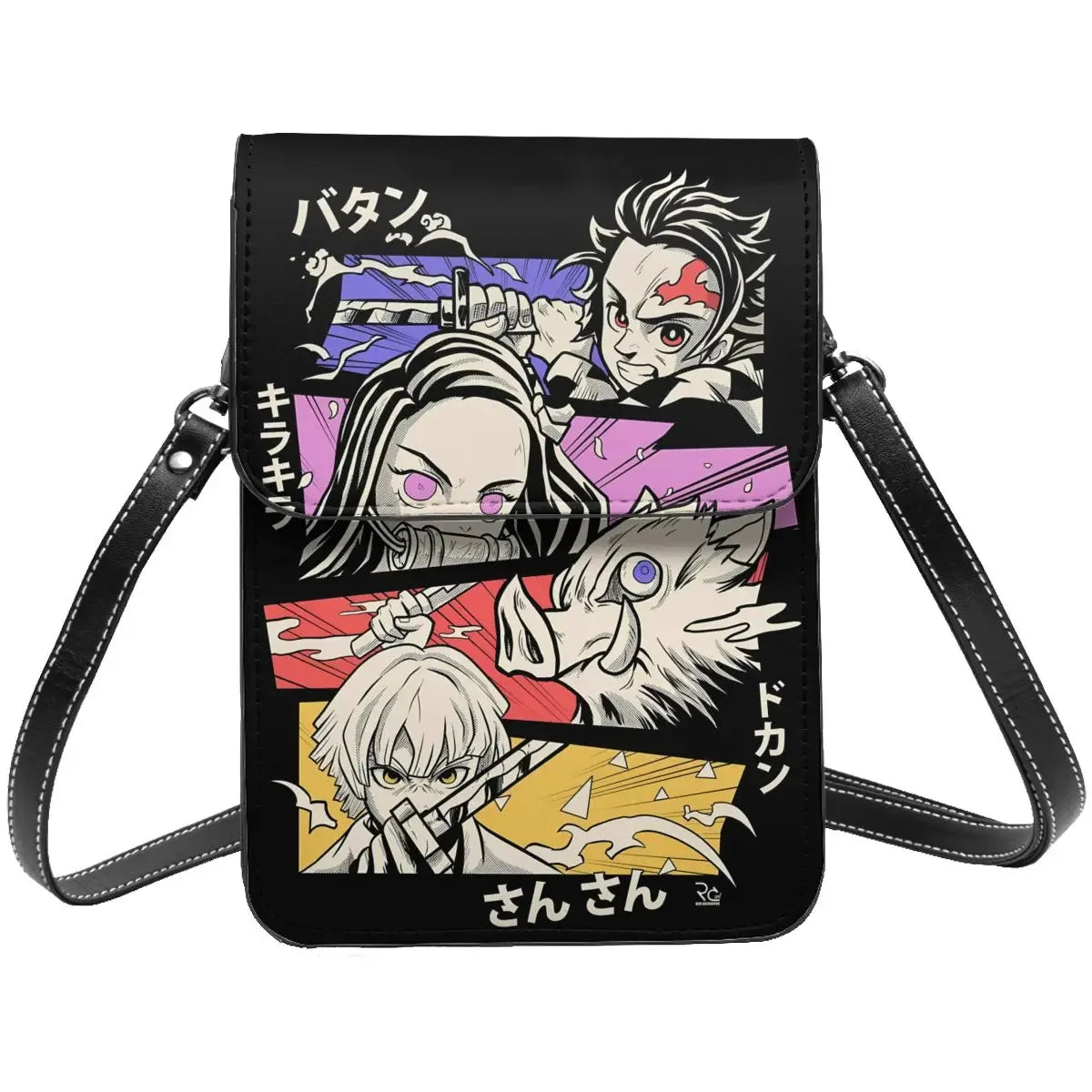 Demon Slayer Crossbody Wallet Cell Phone Bag Shoulder Bag Cell Phone Purse Adjustable Strap