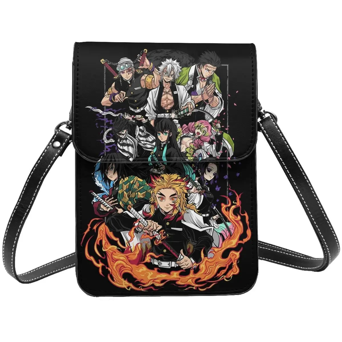 Demon Slayer Crossbody Wallet Cell Phone Bag Shoulder Bag Cell Phone Purse Adjustable Strap