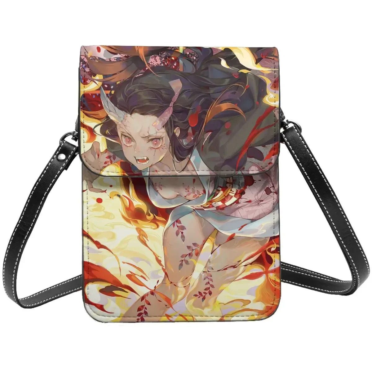 Demon Slayer Crossbody Wallet Cell Phone Bag Shoulder Bag Cell Phone Purse Adjustable Strap