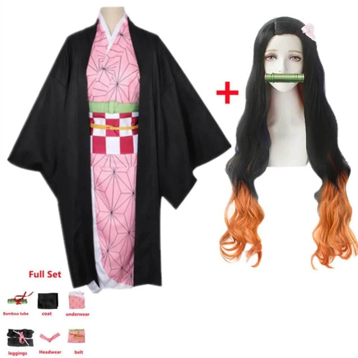 Nezuko Cosplay - Suit and wig / child size 120cm / Kimetsu