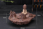 Fisherman Backflow Buddha Incense Burner Waterfall - Brown
