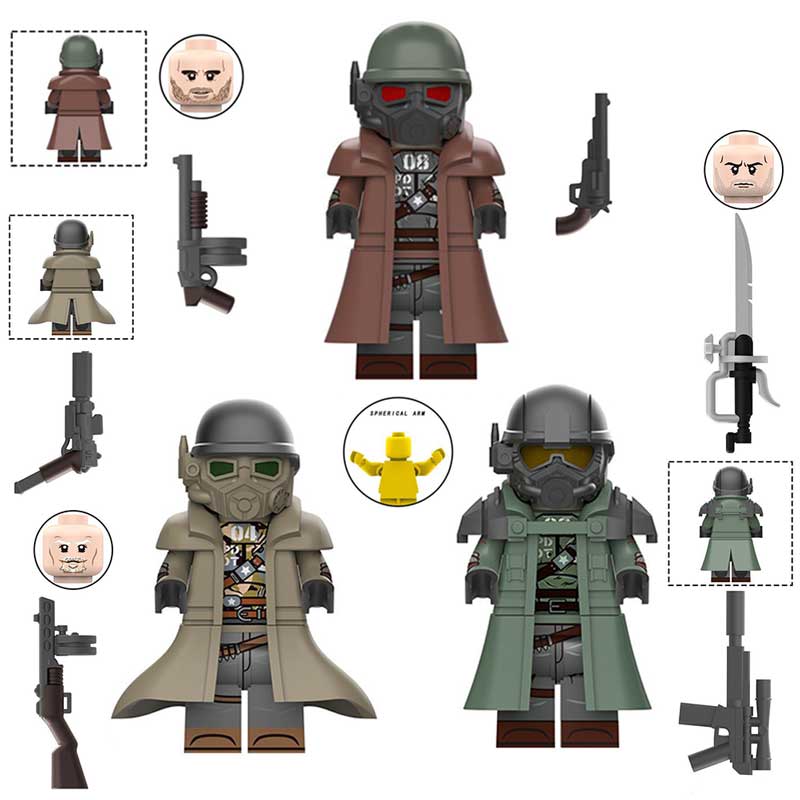 Fallout Desert Rangers Set of 3 Lego Minifigures Custom video Game Toys