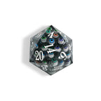 Devil's Eye - 80 mm  Liquid Core Resin Extra Large D20 Dice + White Numbers