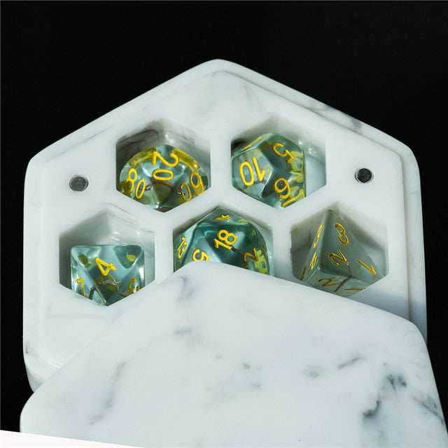 Resin Hexagon Box for Dnd Dice Case (White & Black） - 