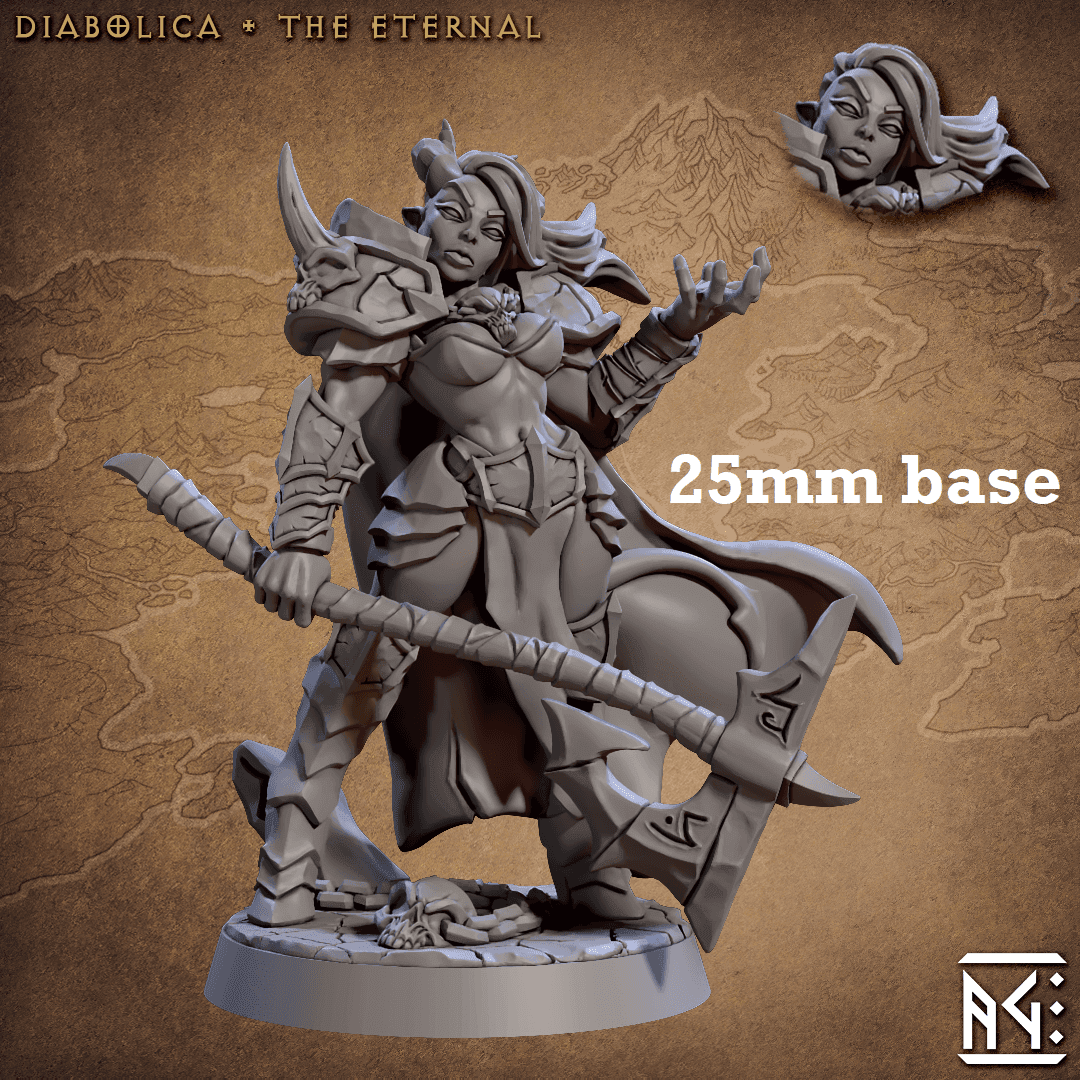 Diabolica the Eternal (Female Tiefling Barbarian) - With Horns
