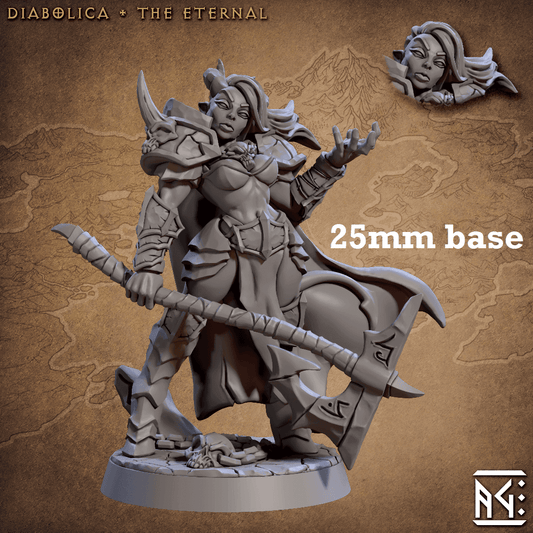 Diabolica the Eternal (Female Tiefling Barbarian) - With Horns