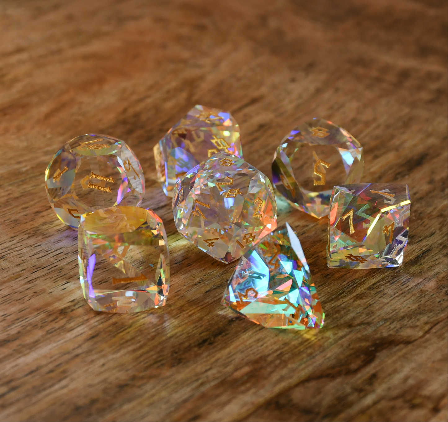 Diamond Prism Multifaceted Glass Dice Set