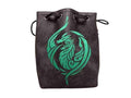 Black Leather Lite Dragon's Breath Design Self-Standing Large Dice Bag