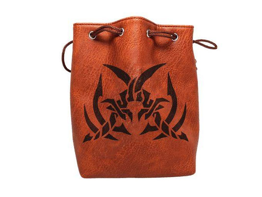 Brown Leather Lite Assassin's Blades Design Self-Standing Large Dice Bag - 