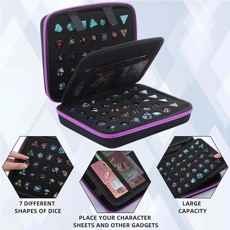 Dice Collection - DND Dice Set Storage Box + Zippered Dice Case + Logo Badge