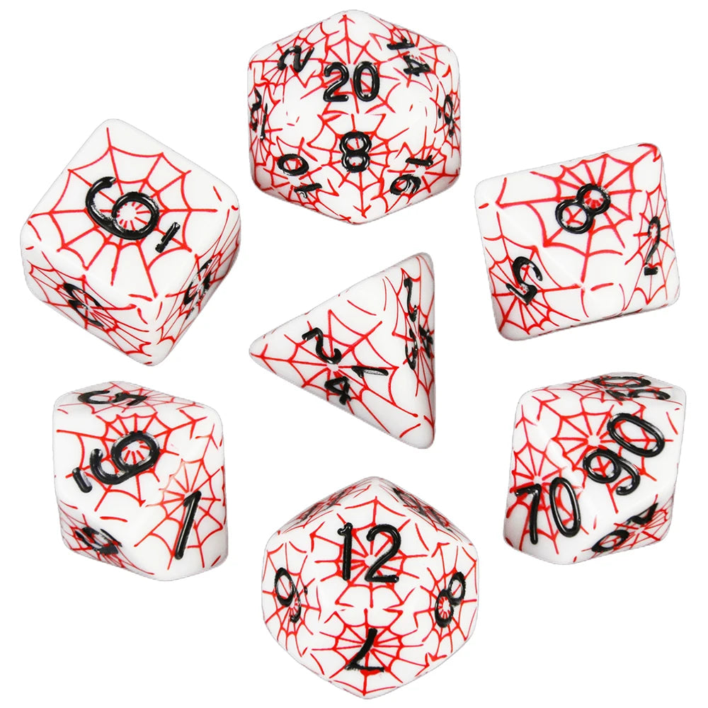 Dice DND Polyhedral Dice Set Printing Spider Web Unique Popular Fantasy Design For DND TRPG RPG Board Game Party Game Dices Kit