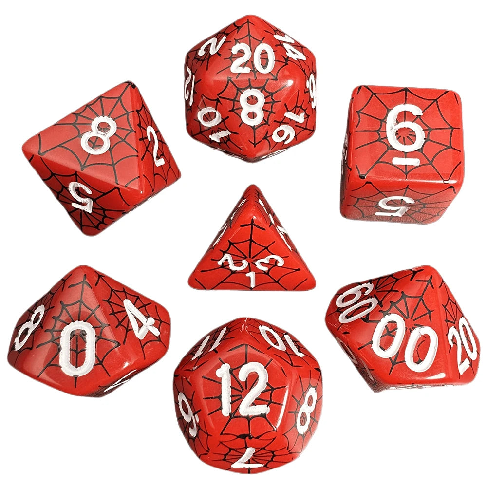 Dice DND Polyhedral Dice Set Printing Spider Web Unique Popular Fantasy Design For DND TRPG RPG Board Game Party Game Dices Kit