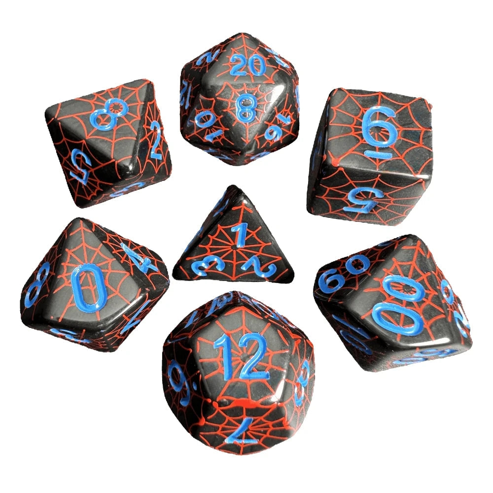 Dice DND Polyhedral Dice Set Printing Spider Web Unique Popular Fantasy Design For DND TRPG RPG Board Game Party Game Dices Kit