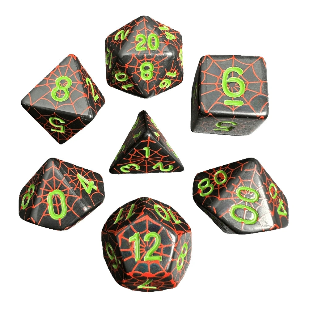 Dice DND Polyhedral Dice Set Printing Spider Web Unique Popular Fantasy Design For DND TRPG RPG Board Game Party Game Dices Kit