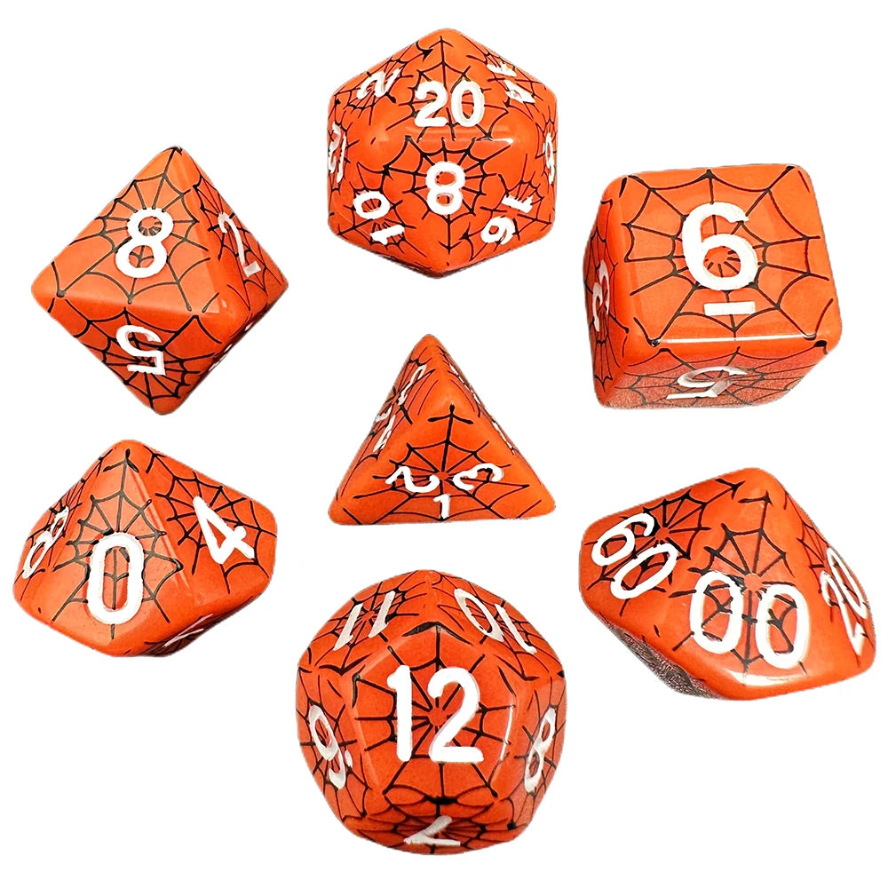 Dice DND Polyhedral Dice Set Printing Spider Web Unique Popular Fantasy Design For DND TRPG RPG Board Game Party Game Dices Kit