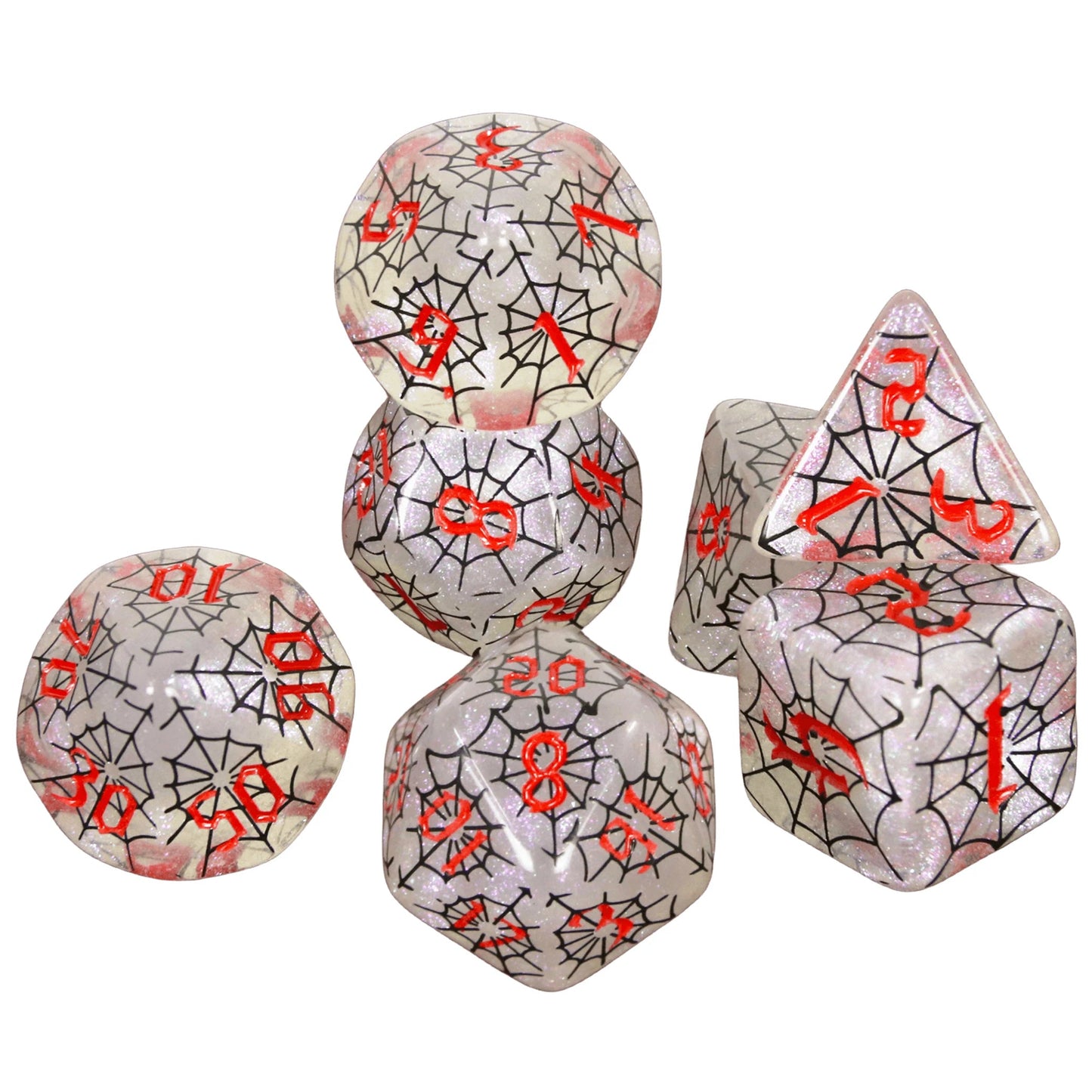 Dice DND Polyhedral Dice Set Printing Spider Web Unique Popular Fantasy Design For DND TRPG RPG Board Game Party Game Dices Kit