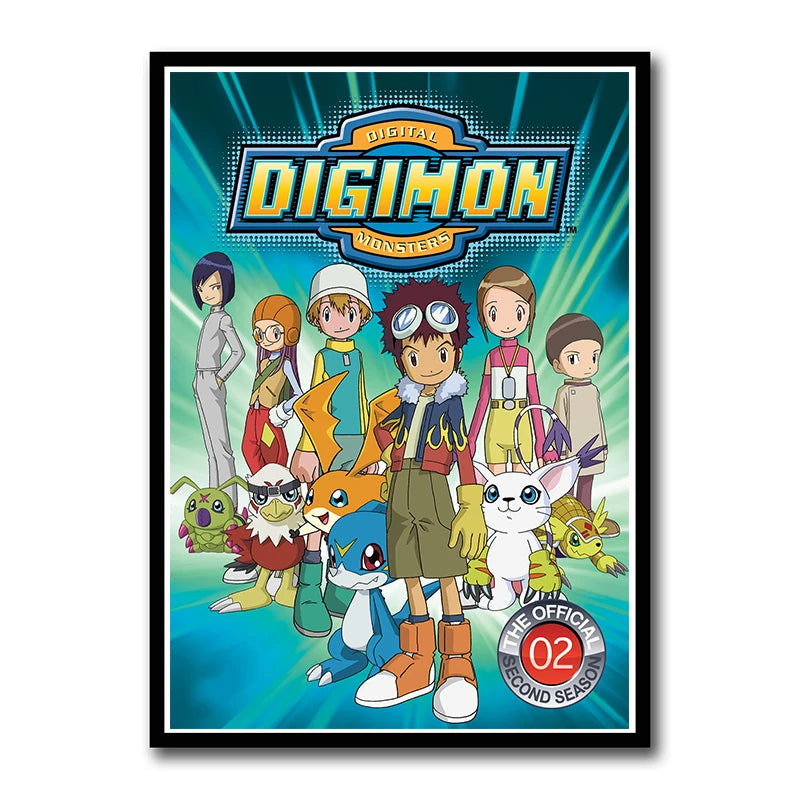 Digimon Adventure Poster TV Anime Retro aesthetic Agumon Piyomon Painting Wall Art Home Decoration Kawaii Room Decor  art Brand