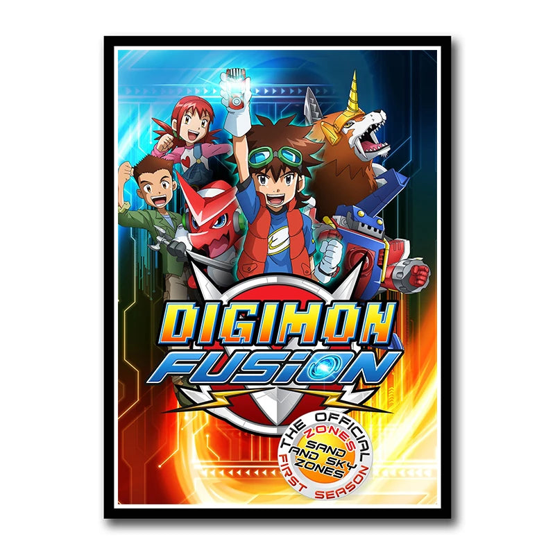 Digimon Adventure Poster TV Anime Retro aesthetic Agumon Piyomon Painting Wall Art Home Decoration Kawaii Room Decor  art Brand