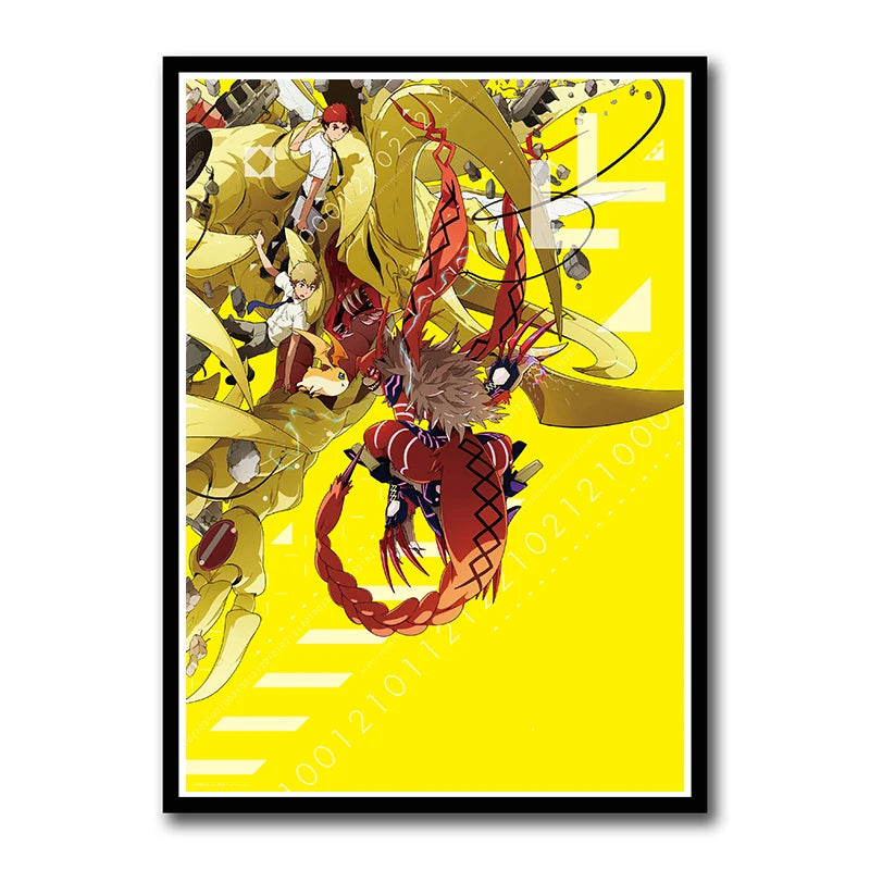 Digimon Adventure Poster TV Anime Retro aesthetic Agumon Piyomon Painting Wall Art Home Decoration Kawaii Room Decor  art Brand