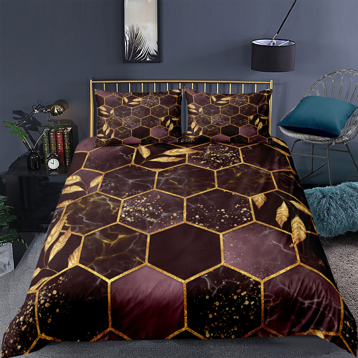 Digital Printing Geometric Quilt Cover Digital Printing Three-piece Set