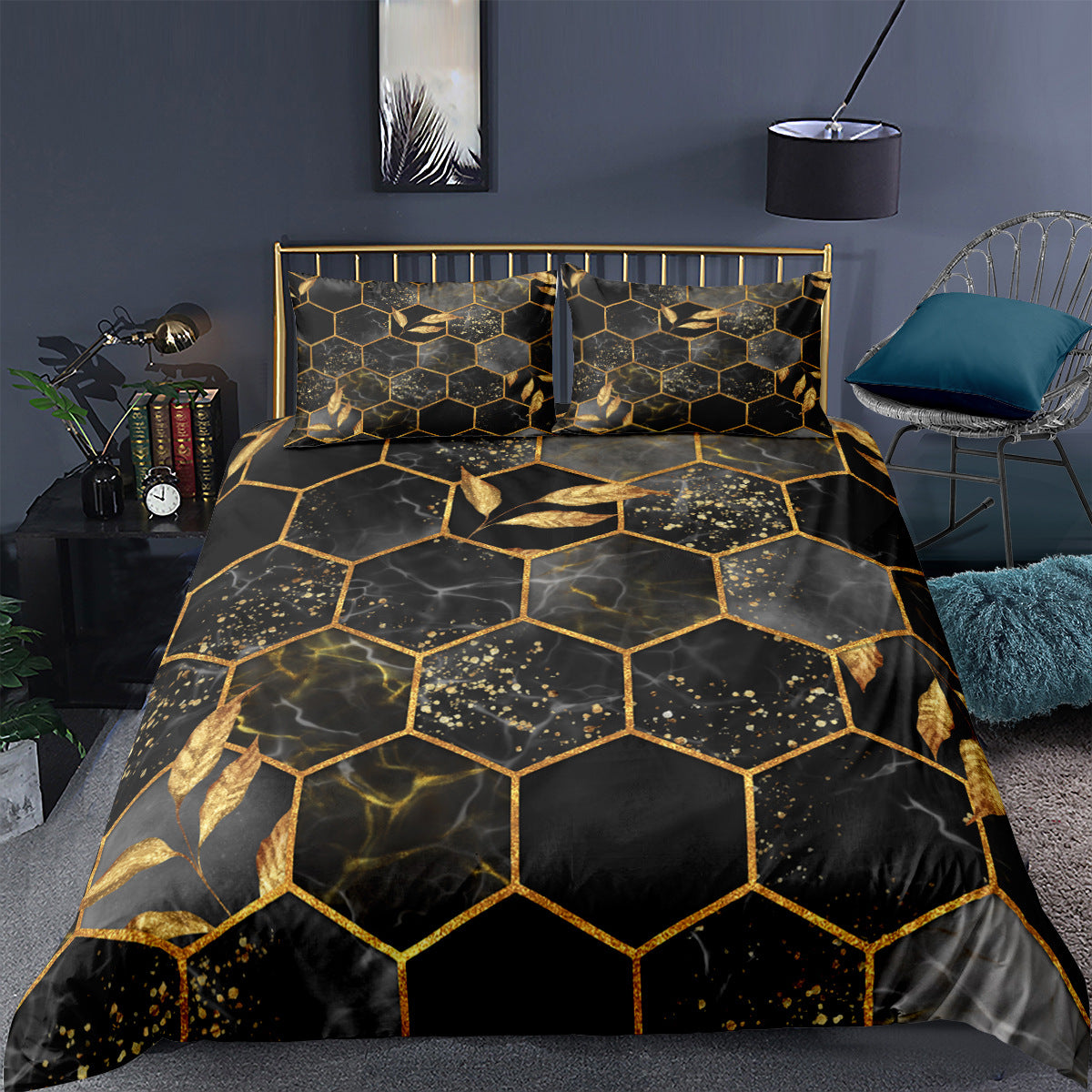 Digital Printing Geometric Quilt Cover Digital Printing Three-piece Set