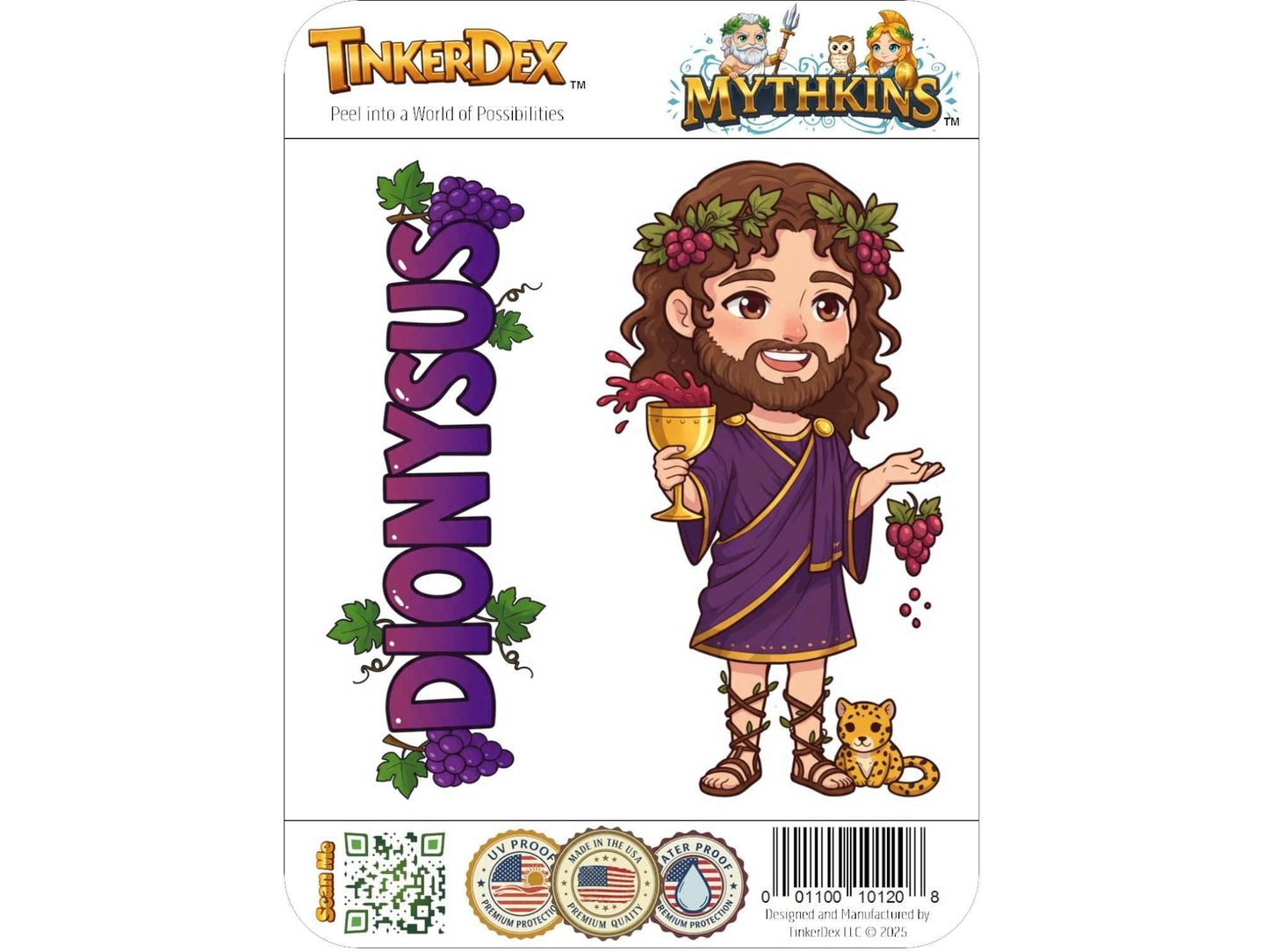 Dionysus Sticker and Magnet – Eleuthereus Mythkins™ – Greek God of Wine and Festivity | Waterproof & UV-Proof - Sticker / Mini