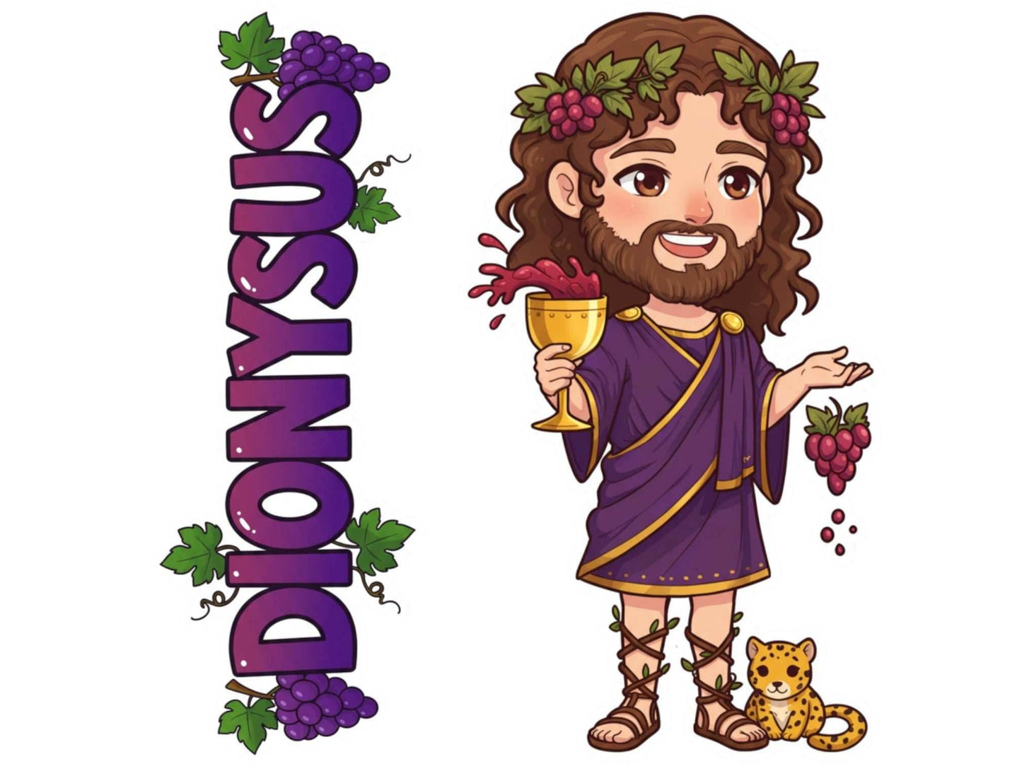 Dionysus Sticker and Magnet – Eleuthereus Mythkins™ – Greek God of Wine and Festivity | Waterproof & UV-Proof - Sticker / Mini