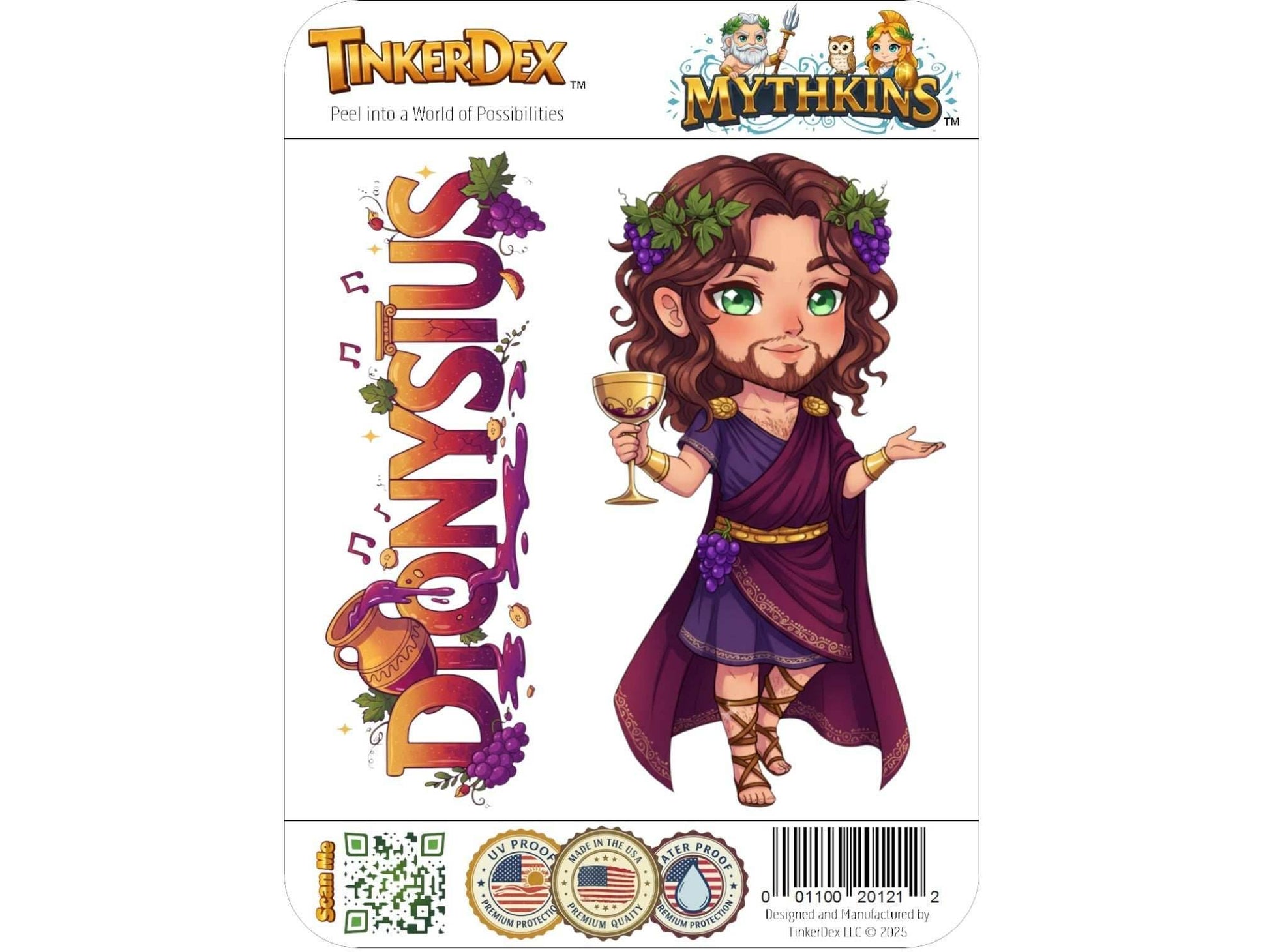 Dionysus Sticker and Magnet – Lyaeus Mythkins™ – Greek God of Wine and Festivity | Waterproof & UV-Proof - Sticker / Mini