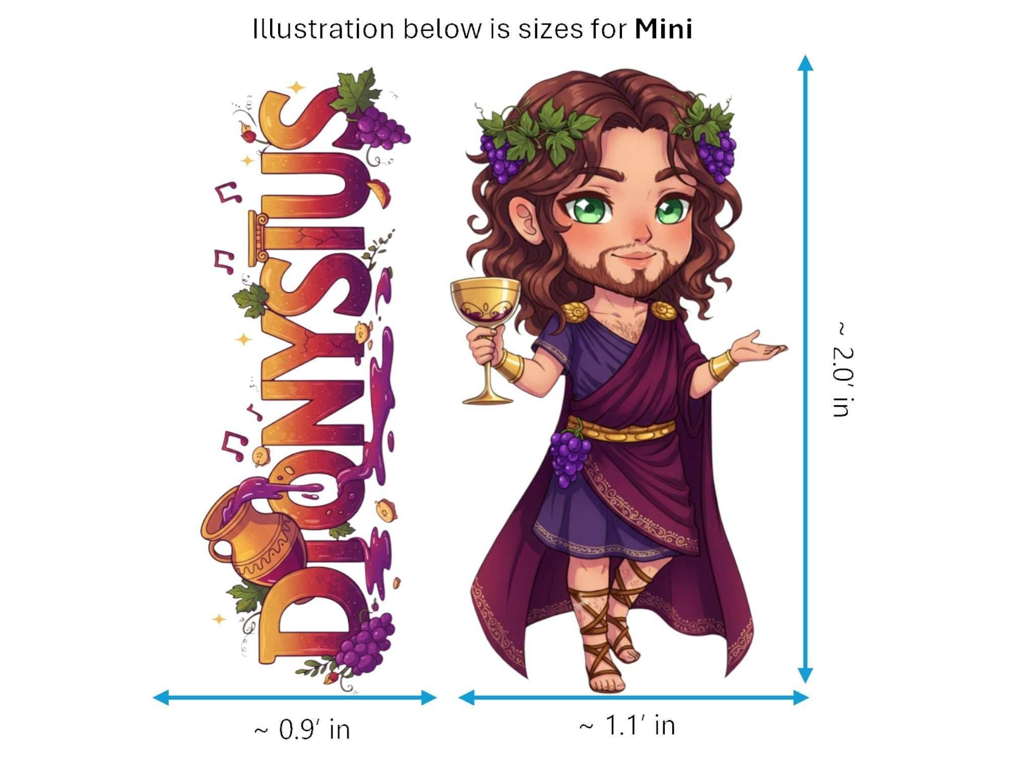 Dionysus Sticker and Magnet – Lyaeus Mythkins™ – Greek God of Wine and Festivity | Waterproof & UV-Proof - Sticker / Mini