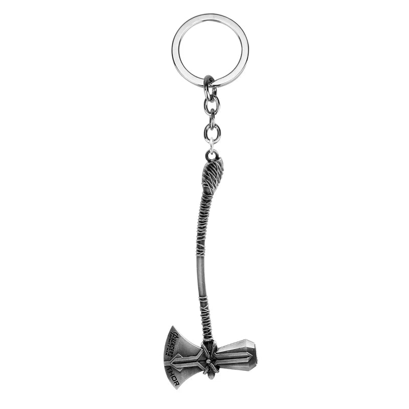 Disney Marvel Avengers 4 Infinity War Weapons Stormbreaker Keychains Thor Hammer Axe Key Ring Pendant Metal Trinkets Fans Gift