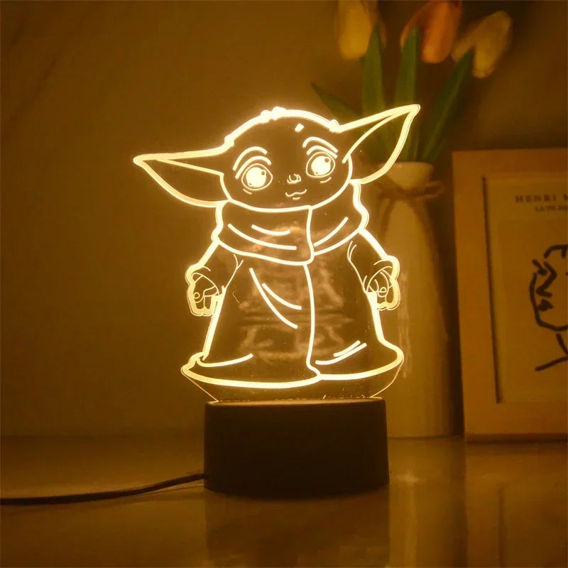 Disney Yoda Baby Night Light Star Wars Table Lamp Action Figures Toys Warm White 3D Lamp Birthday&Christmas Gift Children Toys