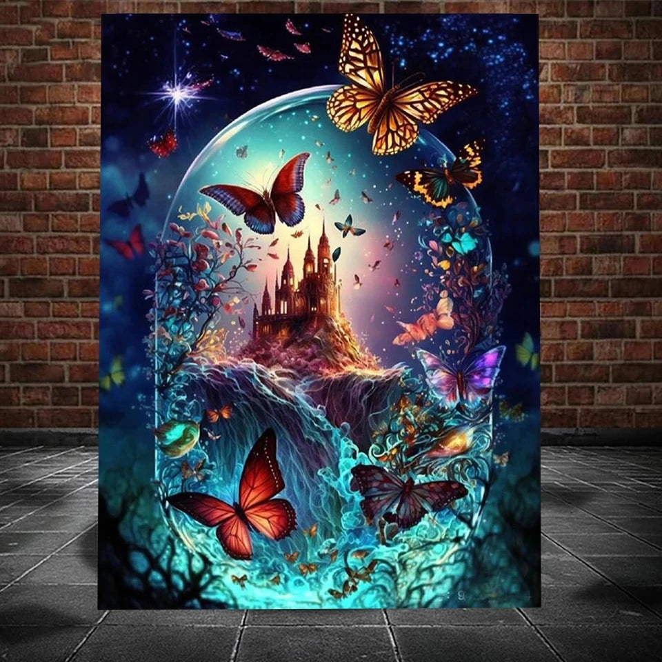 DIY Diamond Painting Fantasy Castle Butterfly New Arrival 2023 Diamond Mosaic Crafts Landscape Embroidery Rhinestone H146