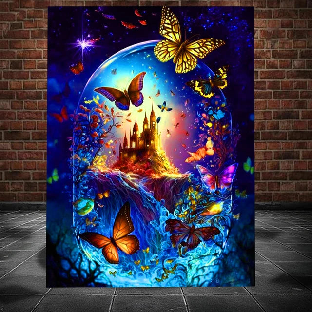 DIY Diamond Painting Fantasy Castle Butterfly New Arrival 2023 Diamond Mosaic Crafts Landscape Embroidery Rhinestone H146