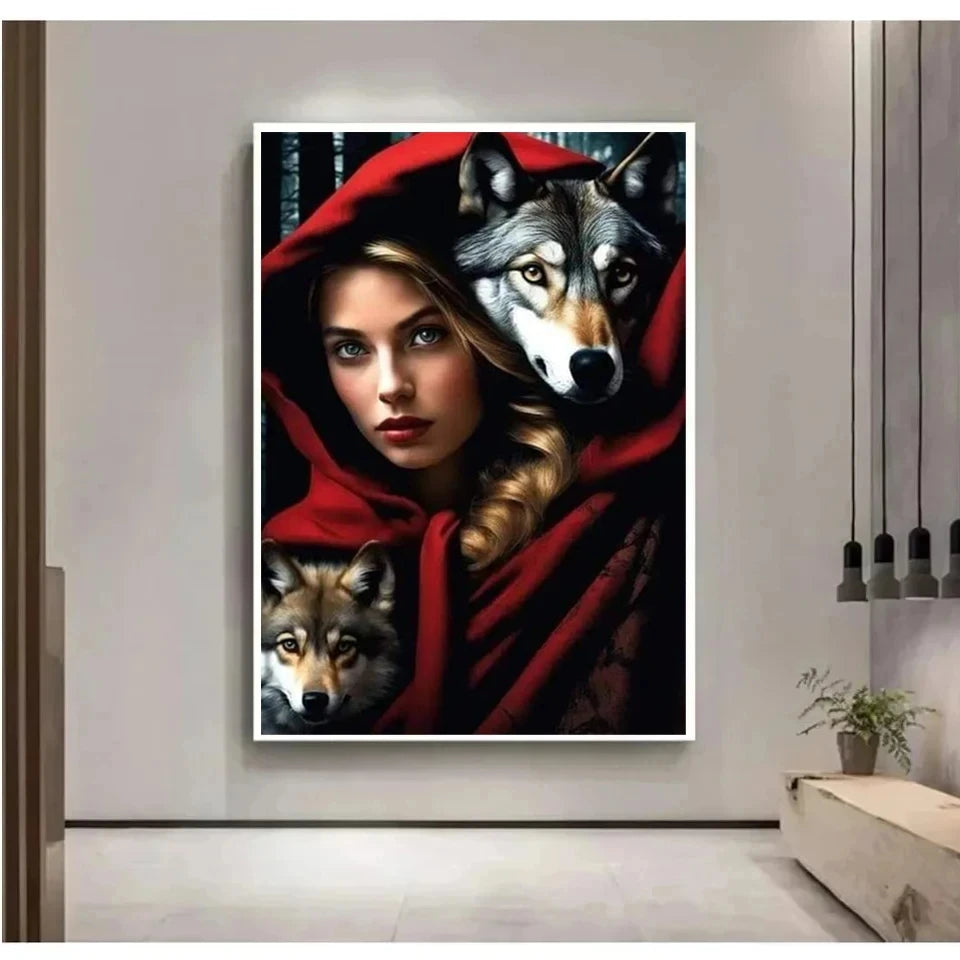 DIY Diamond Painting New 2024 Cross Stitch kit Gothic Woman Fierce Wolf Panther Mosaic Embroidery Living Room Bar Wall Art Decor