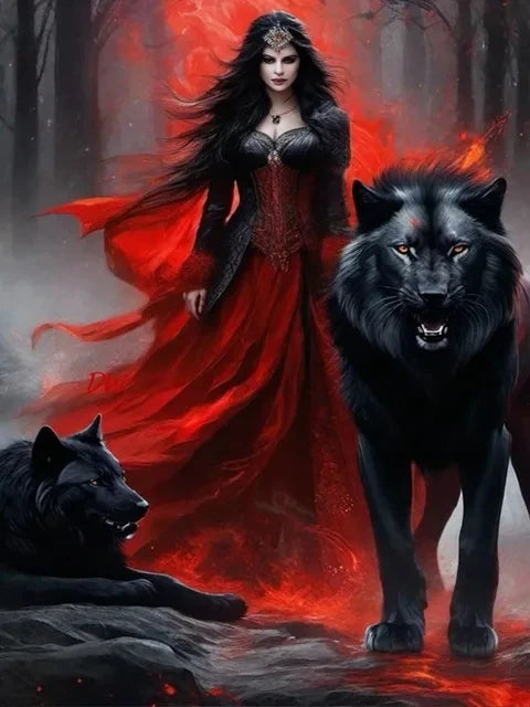 DIY Diamond Painting New 2024 Cross Stitch kit Gothic Woman Fierce Wolf Panther Mosaic Embroidery Living Room Bar Wall Art Decor