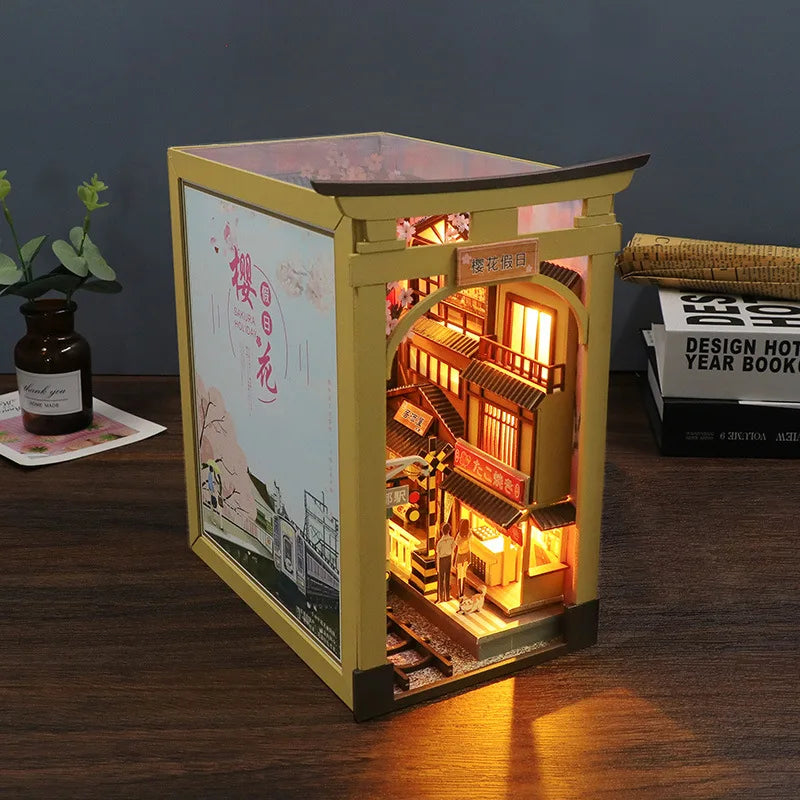 Diy Hut Educational Toys Children's Handmade Diy Creative Book Standing 3d Building Model Japanese Style Building Office Storage