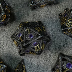 DND Amethyst Dragon's Eye Hollow Metal Dice Set|Eyes of Cthulhu