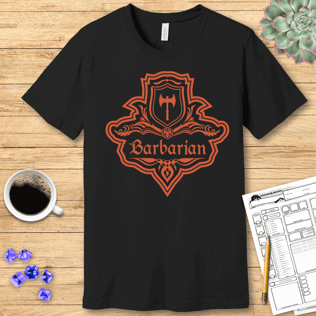 DnD Barbarian Class Emblem T-Shirt - Navy / S